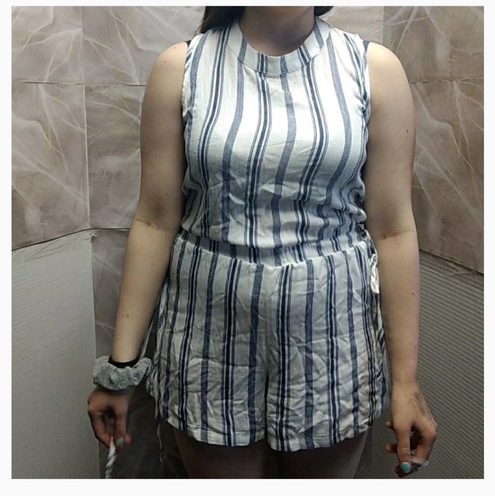 Mimi Chica Blue and White Romper